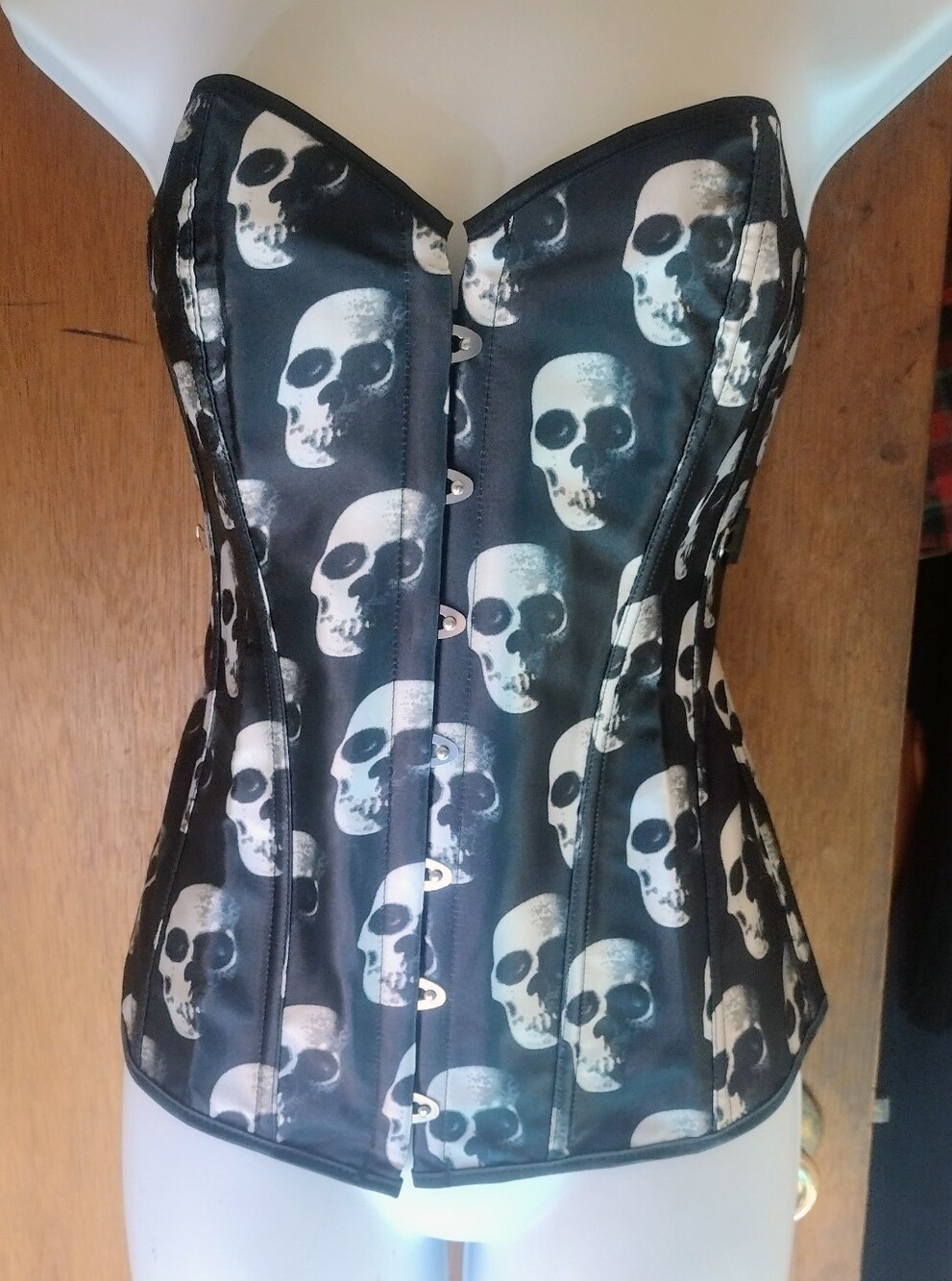 Black Skull-Print Corset Camisole